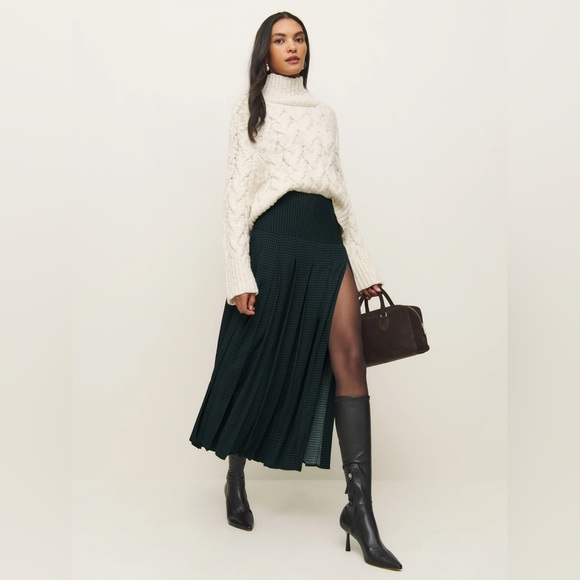 Reformation Nancy skirt size 4 dark slate check - Picture 3 of 10